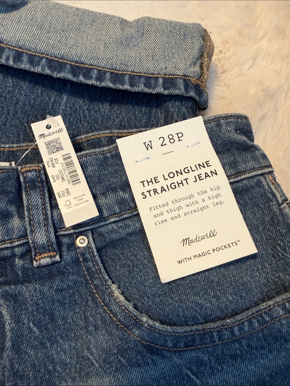 Madewell Longline Straight Jeans in Medium Blue Denim 28P